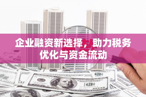 龙泉驿企业融资新选择，助力税务优化与资金流动