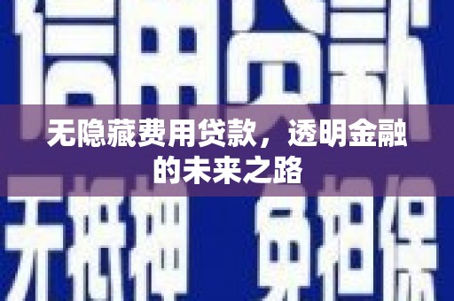 川汇无隐藏费用贷款，透明金融的未来之路