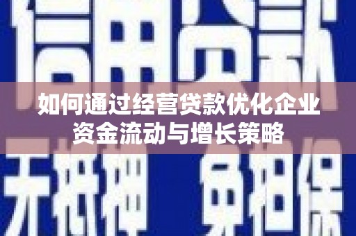 景谷如何通过经营贷款优化企业资金流动与增长策略