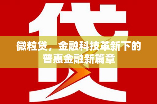 抚松微粒贷，金融科技革新下的普惠金融新篇章
