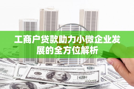 大村工商户贷款助力小微企业发展的全方位解析