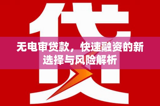牟平无电审贷款，快速融资的新选择与风险解析