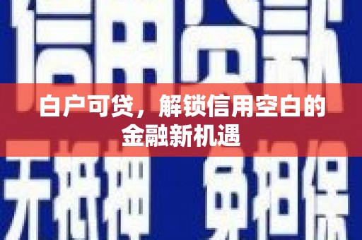 沧州白户可贷，解锁信用空白的金融新机遇