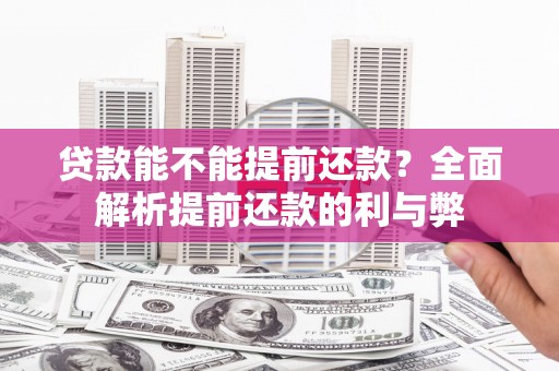 忻城贷款能不能提前还款？全面解析提前还款的利与弊
