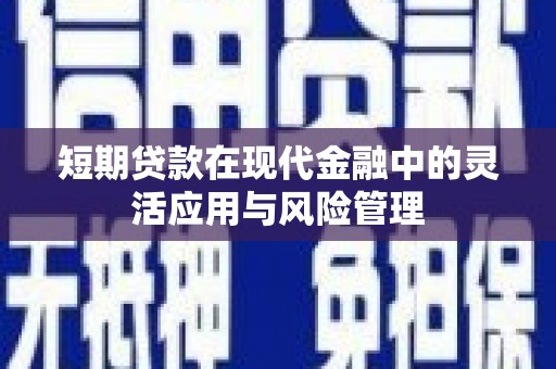 民勤短期贷款在现代金融中的灵活应用与风险管理